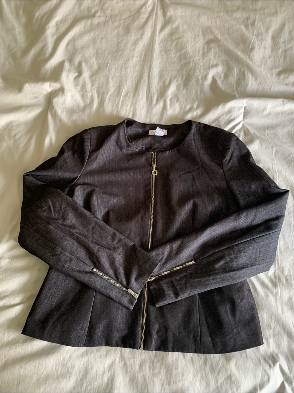 Tailored Black Zip-Front Women's Suit Jacket